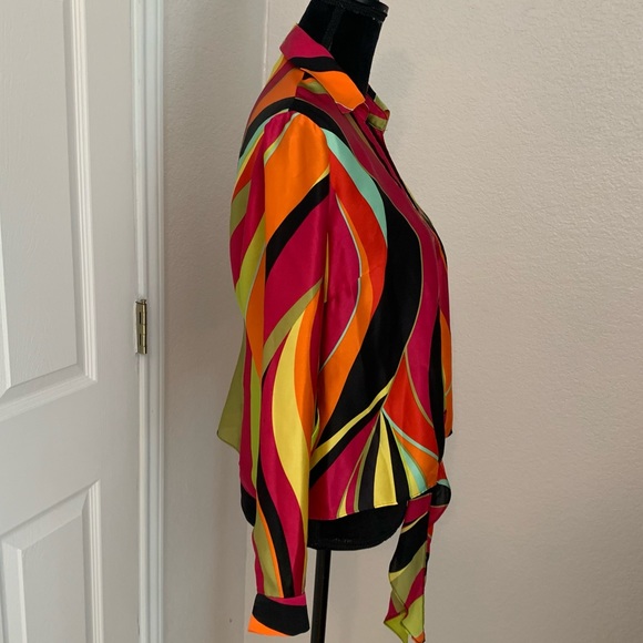 Spenser Jeremy vintage 70’s retro silk waist tie top - Picture 5 of 8